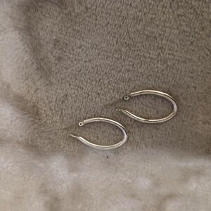 Silver Toned Teardrop Hoop Earrings - Elegant Women Jewelry
